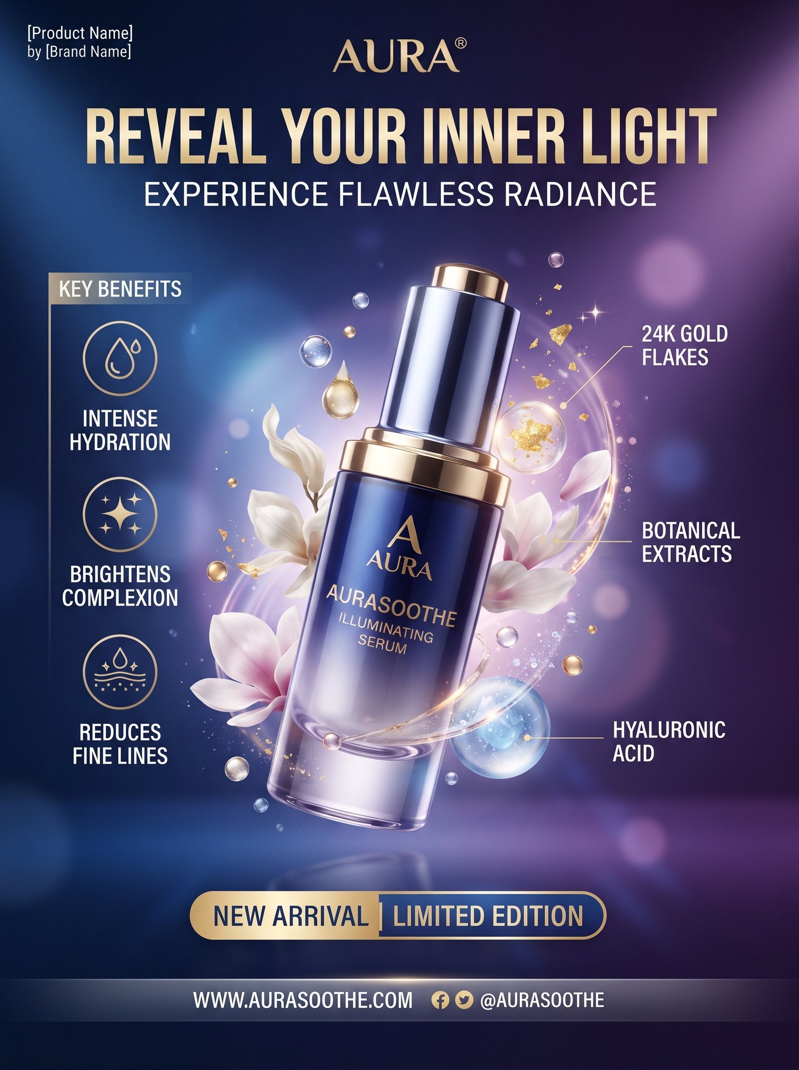 Create a premium commercial advertising poster for [Product Name]. Brand: [Brand Name] Headline: "[Main Headline]" Subheadline…