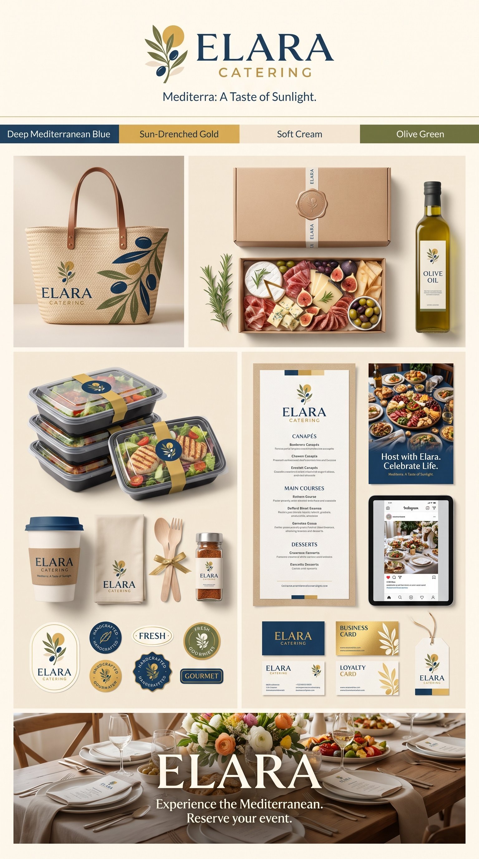 Create a premium vertical 9:16 catering brand contact matrix visual presentation for: Brand Name: [BRAND NAME] Business Category: [BUSINESS…