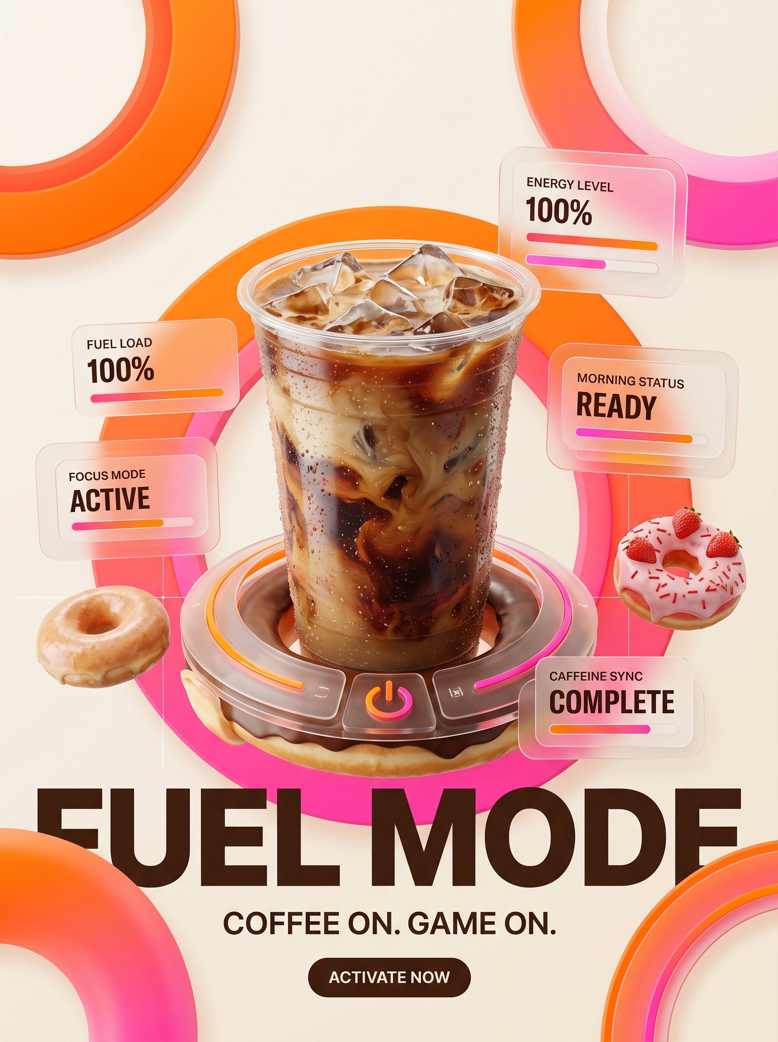 PREMIUM COFFEE — FUEL MODE FORMAT 4:5 vertical premium SMM advertising poster High-end 3D brand experience Premium spatial computing…