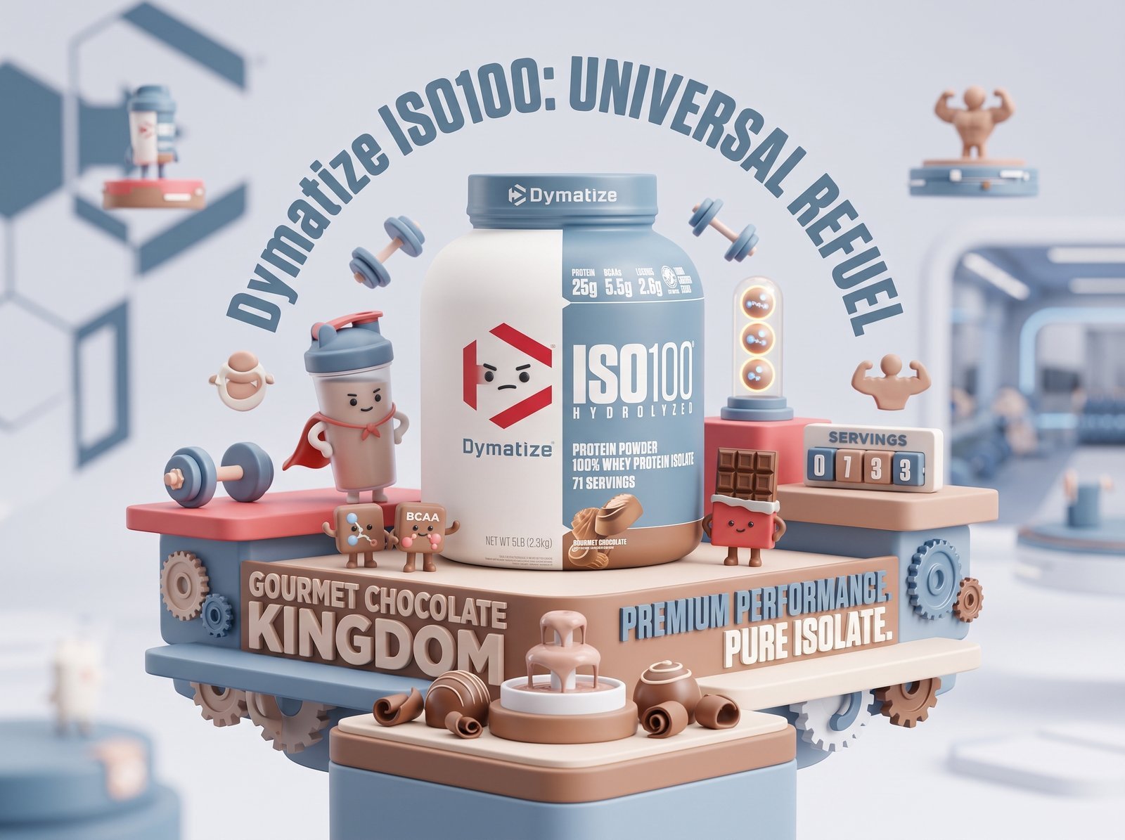 [Subject] transformed into a miniature brand universe. The product is the hero character, surrounded by floating icons, cute companions…