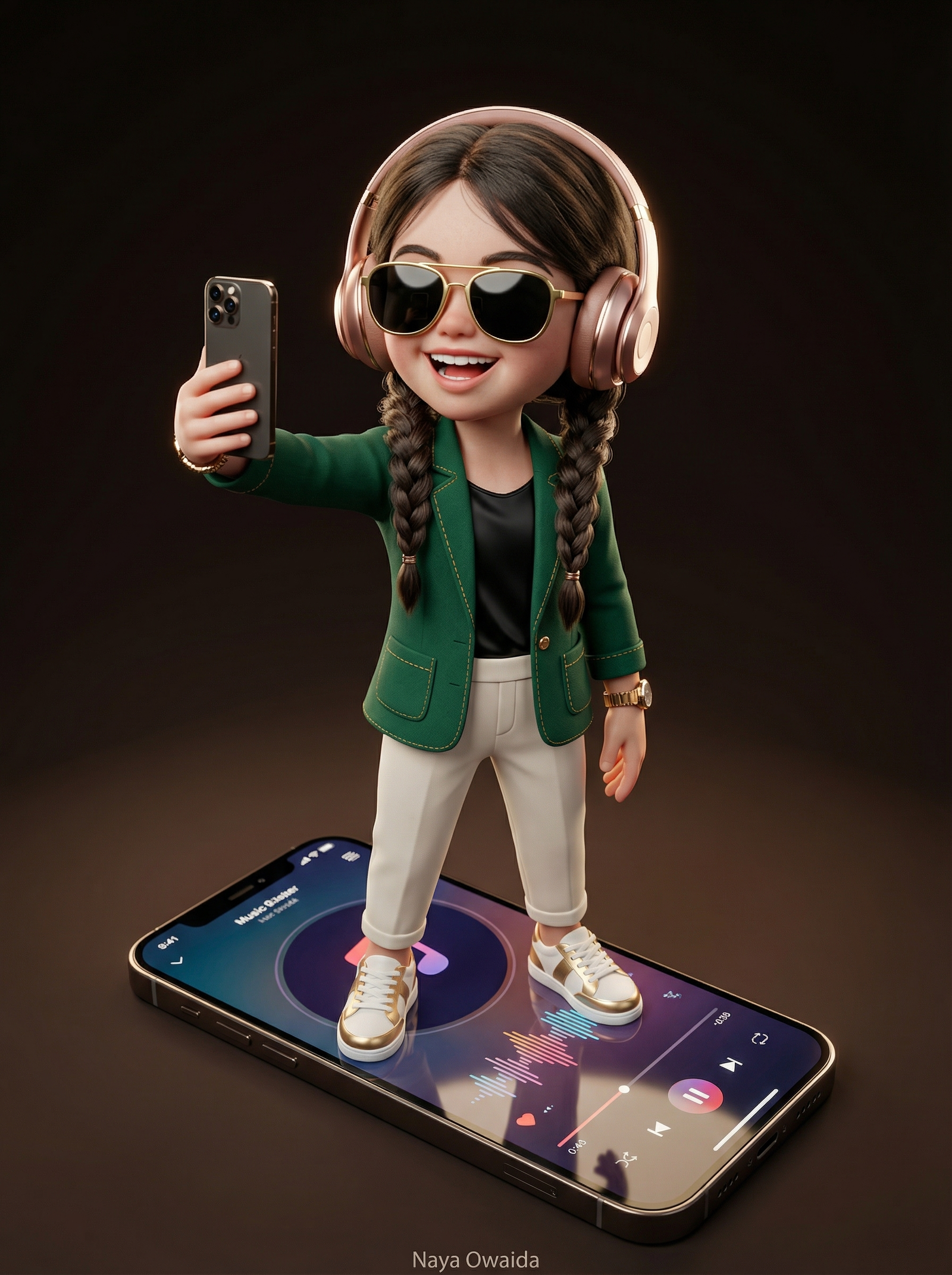 Create a high-detail 3D semi-realistic chibi character with slightly exaggerated cute proportions but with photorealistic facial rendering…